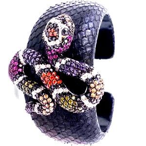 Exotic Snake leather bracelet Giani Bernini micro pave CZ crystals signed g.